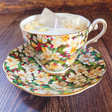 Load image into Gallery viewer, Vintage Tea Cup Candle with Saucer (Angelica)