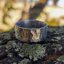 Load image into Gallery viewer, Wide Band Hammered Sterling Silver Ring