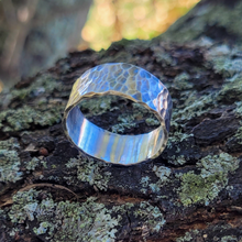 Load image into Gallery viewer, Wide Band Hammered Sterling Silver Ring