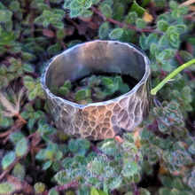 Load image into Gallery viewer, Wide Band Hammered Sterling Silver Ring