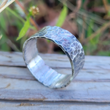 Load image into Gallery viewer, Wide Band Hammered Sterling Silver Ring
