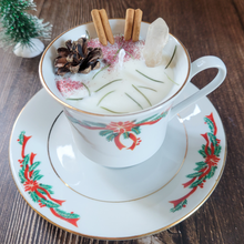 Load image into Gallery viewer, Vintage Holiday Tea Cup Candle (Cozy Cabin)