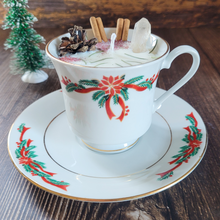 Load image into Gallery viewer, Vintage Holiday Tea Cup Candle (Cozy Cabin)