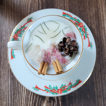 Load image into Gallery viewer, Vintage Holiday Tea Cup Candle (Cozy Cabin)