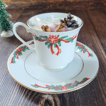 Load image into Gallery viewer, Vintage Holiday Tea Cup Candle (Cozy Cabin)