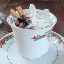 Load image into Gallery viewer, Vintage Holiday Tea Cup Candle (Cozy Cabin)