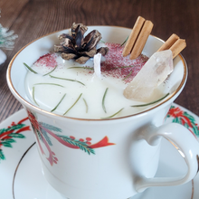Load image into Gallery viewer, Vintage Holiday Tea Cup Candle (Cozy Cabin)