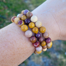 Load image into Gallery viewer, Mookaite Jasper Gemstone Bracelet - Beaded Mookaite Stretch Bracelet