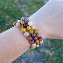 Load image into Gallery viewer, Mookaite Jasper Gemstone Bracelet - Beaded Mookaite Stretch Bracelet