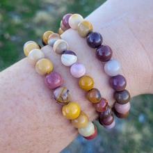 Load image into Gallery viewer, Mookaite Jasper Gemstone Bracelet - Beaded Mookaite Stretch Bracelet