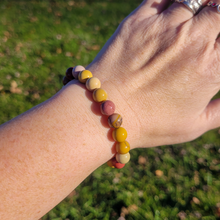 Load image into Gallery viewer, Mookaite Jasper Gemstone Bracelet - Beaded Mookaite Stretch Bracelet