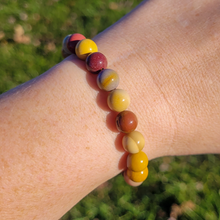 Load image into Gallery viewer, Mookaite Jasper Gemstone Bracelet - Beaded Mookaite Stretch Bracelet