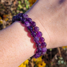 Load image into Gallery viewer, Faceted Amethyst Gemstone Bracelet - Amethyst Beaded Stretch Bracelet