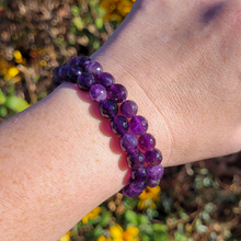 Load image into Gallery viewer, Faceted Amethyst Gemstone Bracelet - Amethyst Beaded Stretch Bracelet