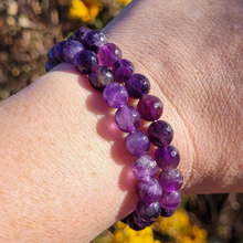 Load image into Gallery viewer, Faceted Amethyst Gemstone Bracelet - Amethyst Beaded Stretch Bracelet