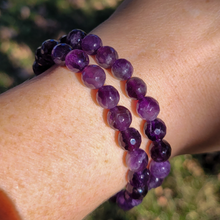 Load image into Gallery viewer, Faceted Amethyst Gemstone Bracelet - Amethyst Beaded Stretch Bracelet