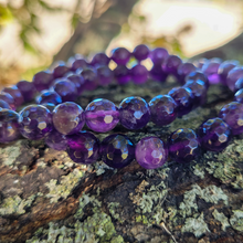 Load image into Gallery viewer, Faceted Amethyst Gemstone Bracelet - Amethyst Beaded Stretch Bracelet