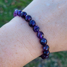 Load image into Gallery viewer, Faceted Amethyst Gemstone Bracelet - Amethyst Beaded Stretch Bracelet