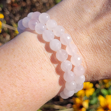 Load image into Gallery viewer, Faceted Rose Quartz Bracelet - Rose Quartz Beaded Stretch Bracelet