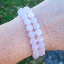 Load image into Gallery viewer, Faceted Rose Quartz Bracelet - Rose Quartz Beaded Stretch Bracelet