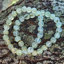 Load image into Gallery viewer, Faceted Prehnite Gemstone Bracelet - Beaded Prehnite Stretchy Bracelet