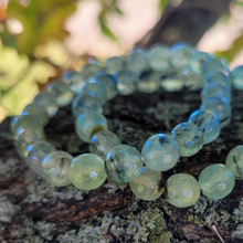 Load image into Gallery viewer, Faceted Prehnite Gemstone Bracelet - Beaded Prehnite Stretchy Bracelet