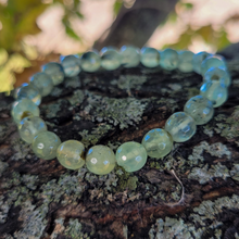 Load image into Gallery viewer, Faceted Prehnite Gemstone Bracelet - Beaded Prehnite Stretchy Bracelet