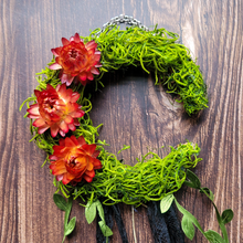 Load image into Gallery viewer, Crescent moon witches bells wreath