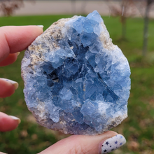 Load image into Gallery viewer, Celestite Druzy Geode Cluster - Celestite Crystal