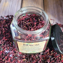 Load image into Gallery viewer, Apothecary jar of organic Hibiscus flowers