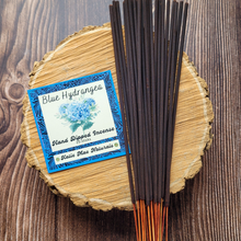 Load image into Gallery viewer, Blue hydrangea hand dipped incense sticks