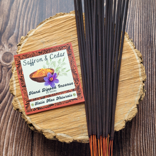 Load image into Gallery viewer, Saffron and cedar hand dipped incense sticks