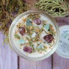 Load image into Gallery viewer, Ostara soy candle with crystals