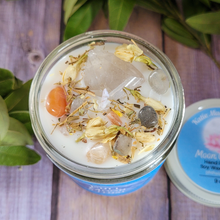 Load image into Gallery viewer, Hand poured full moon soy wax candle with crystals