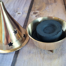 Load image into Gallery viewer, Solid Brass Charcoal Incense Burner - Cone Incense Burner