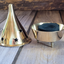 Load image into Gallery viewer, Solid Brass Charcoal Incense Burner - Cone Incense Burner