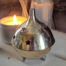 Load image into Gallery viewer, Solid Brass Charcoal Incense Burner - Cone Incense Burner