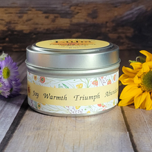 Load image into Gallery viewer, Summer solstice soy wax candle with crystals