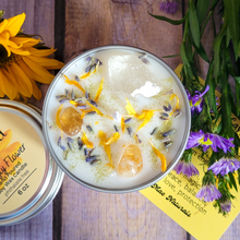 Load image into Gallery viewer, Litha soy wax candle with crystals