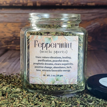 Load image into Gallery viewer, Organic Dried Peppermint Leaf Apothecary Herb Jar