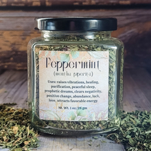 Load image into Gallery viewer, Organic Dried Peppermint Leaf Apothecary Herb Jar