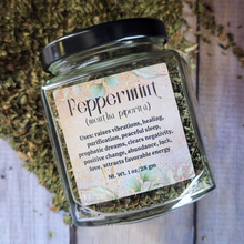 Load image into Gallery viewer, Organic Dried Peppermint Leaf Apothecary Herb Jar