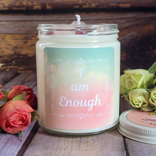 Load image into Gallery viewer, Self worth hand poured intention candle with crystals