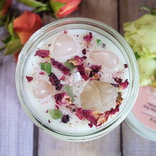 Load image into Gallery viewer, Self Worth intention candle with crystals