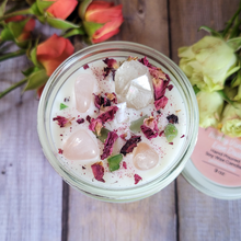 Load image into Gallery viewer, Self worth intention candle with crystals