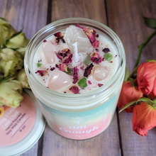 Load image into Gallery viewer, Hand poured soy wax candle with crystals