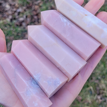 Load image into Gallery viewer, Pink Opal Point - Carved Pink Opal Gemstone Tower