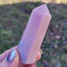 Load image into Gallery viewer, Pink Opal Point - Carved Pink Opal Gemstone Tower