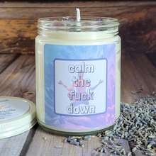 Load image into Gallery viewer, Calm the F*ck Down Soy Wax Candle (Lavender Vanilla) - 9 oz