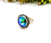 Load image into Gallery viewer, Swarovski Crystal sterling silver ring, size 7.5